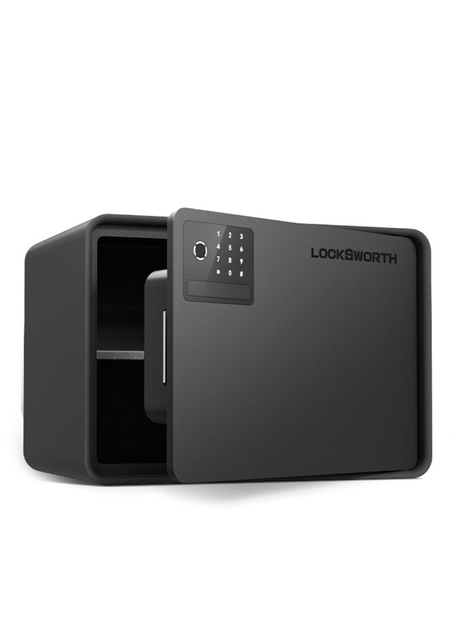 Locksworth Smart Safe Box with Touchscreen & Auto-Open - Digital Password Lock & Backup Key, Type-C Charging, 31x20x20cm Security Box for Home & Office (Black) - Image 1