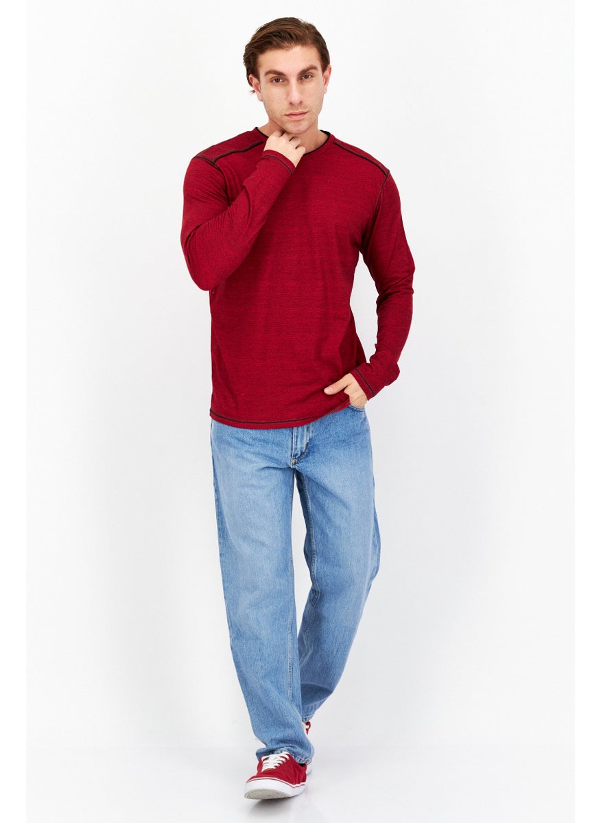 Men V-Neck Long Sleeves Textured T-Shirt, Red - pzsku/ZE3D7B9546D4E251E8E5DZ/45/_/1737642320/b6785f57-aae4-4a89-a398-f3d1eac90ff7