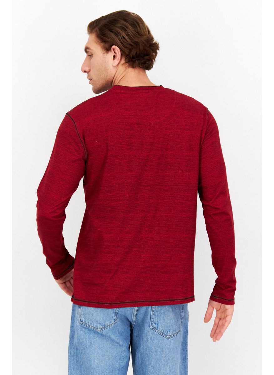 Men V-Neck Long Sleeves Textured T-Shirt, Red - pzsku/ZE3D7B9546D4E251E8E5DZ/45/_/1737642322/72fd751d-d44b-40c1-ba9d-7c8d5d11a95a