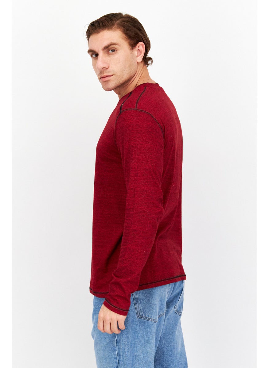 Men V-Neck Long Sleeves Textured T-Shirt, Red - pzsku/ZE3D7B9546D4E251E8E5DZ/45/_/1737642327/db1a4527-8fc3-4245-b954-89562c198f96