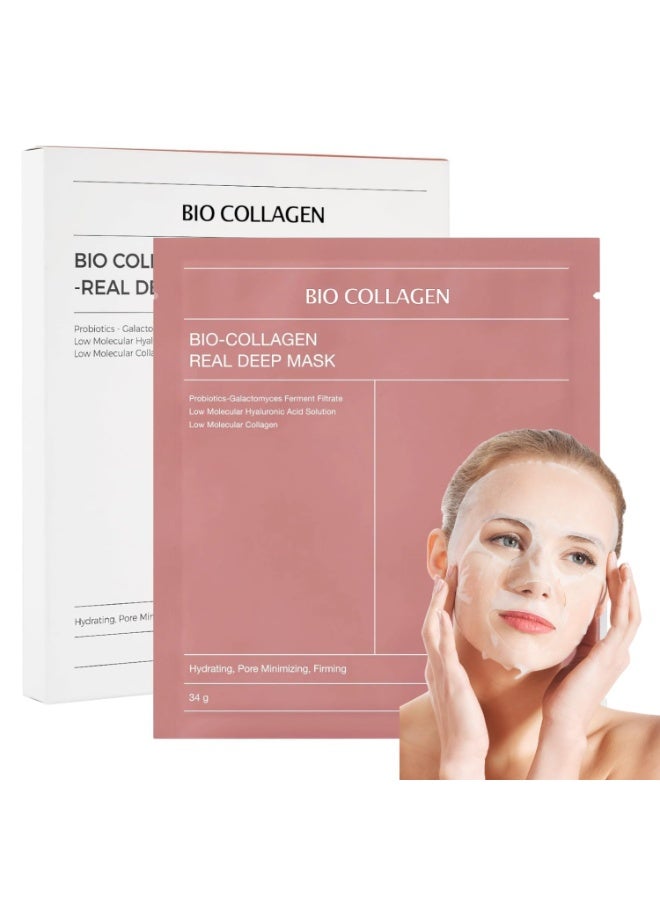 Bio-Collagen Real Deep Mask, Hydrating Overnight Mask, Pore Minimizing, Elasticity Improvement, 34g x4ea - Image 1