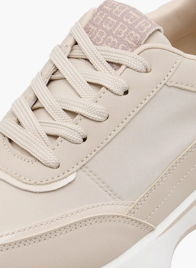 Flora Bella By Shoexpress TAUPE Women's Monogram Print Sneakers with Lace-Up Closure for Women | Best Price UAE