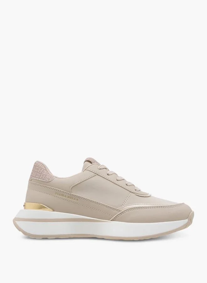 Women's Monogram Print Sneakers with Lace-Up Closure