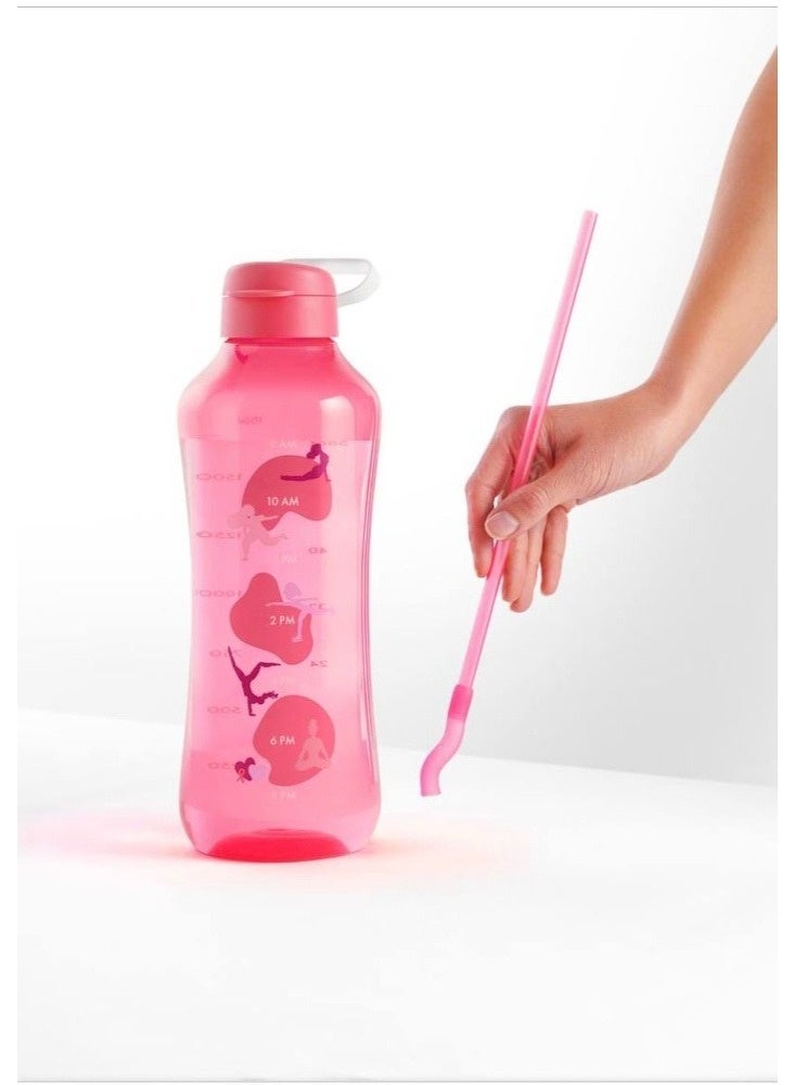 Tupperware Aquavibe Bottle 2L (Pink) with Straw – Leak-Proof, BPA-Free Plastic, Easy-Sip Flip Lid - Image 2