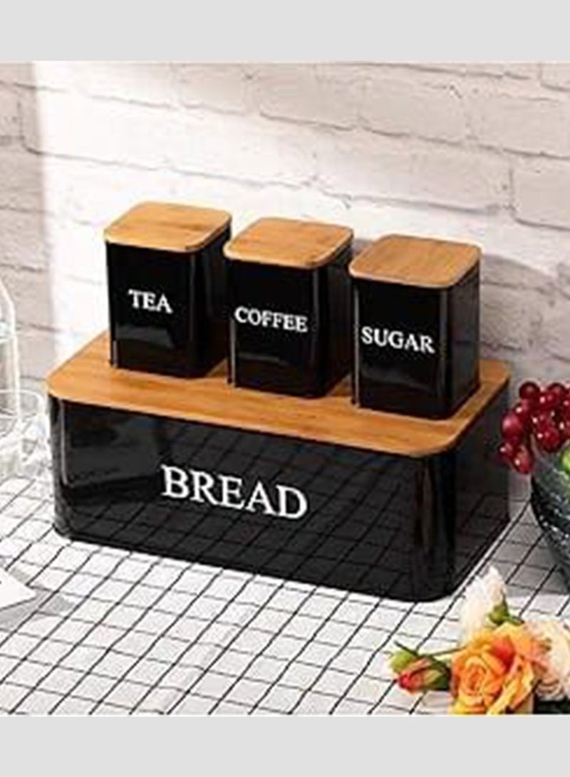 MARS Q A set of sugar, tea and coffee storage jars with a bread holder box - Image 1