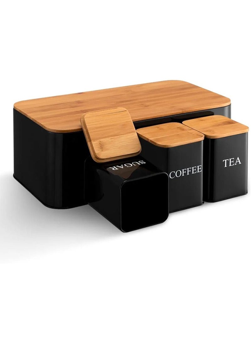 MARS Q A set of sugar, tea and coffee storage jars with a bread holder box - Image 2