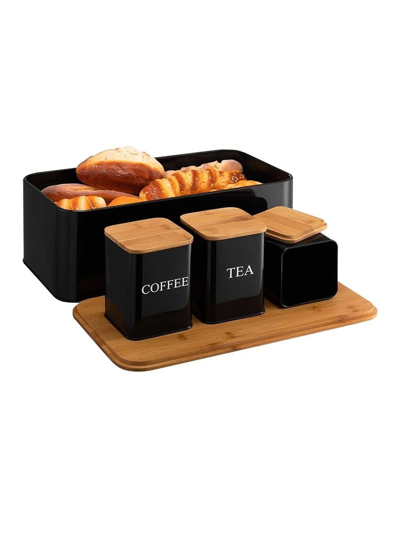 MARS Q A set of sugar, tea and coffee storage jars with a bread holder box - Image 4