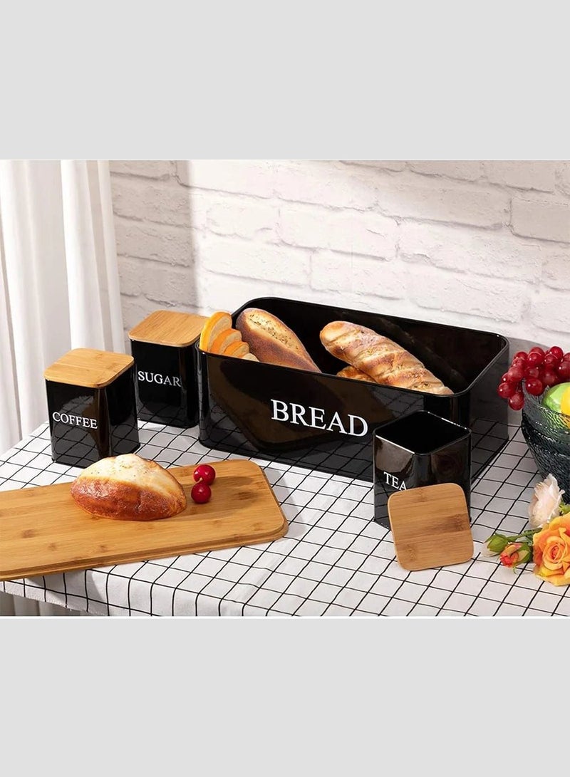 MARS Q A set of sugar, tea and coffee storage jars with a bread holder box - Image 5