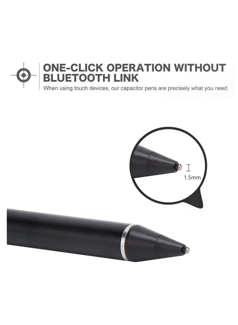 DUSALA Active Stylus Pen for Touch Screens 1.5mm Fine Point Rechargeable Digital Pencil Capacitive Pen Fine Point Stylus Pen Pencil Compatible with iPhone iPad and Other Tablets (Black) - Image 2