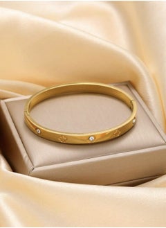 YUCCA Fashionable Big Gold Stainless Steel Zirconia Bracelets for Daily Wear 3pcs Set  - Image 4