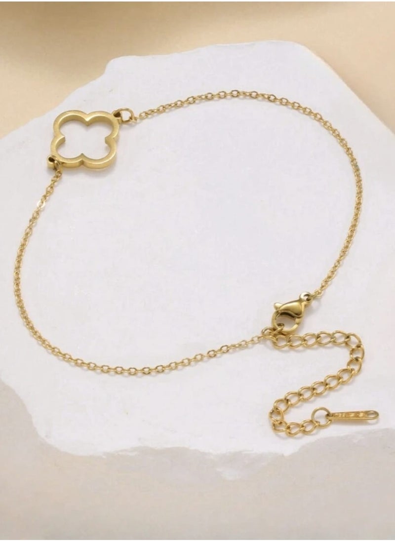 YUCCA Fashionable Big Gold Stainless Steel Zirconia Bracelets for Daily Wear 3pcs Set  - Image 5