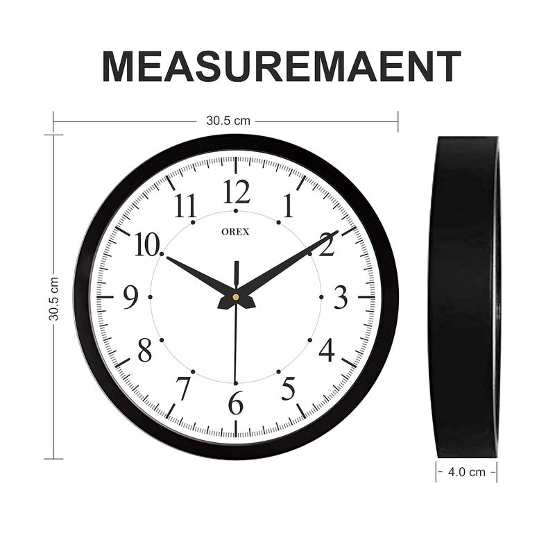 OREX Plastic Stylish Wall Clock For Home/Living Room,Office (Black) - Image 3