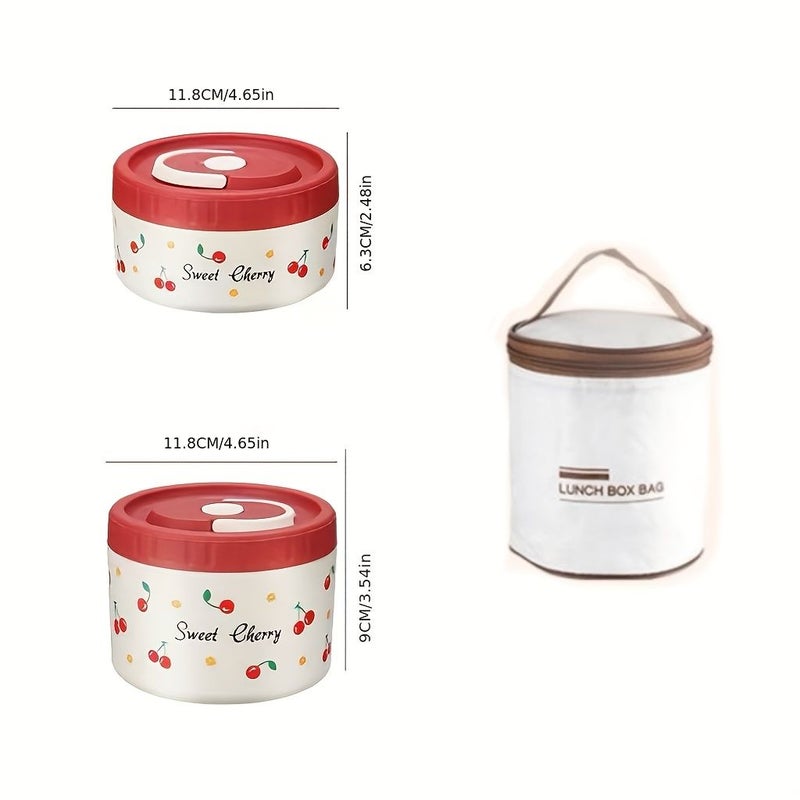 Stainless Steel Lunch Box Set With 2 Lunch Boxes And Insulated Bag - Image 3