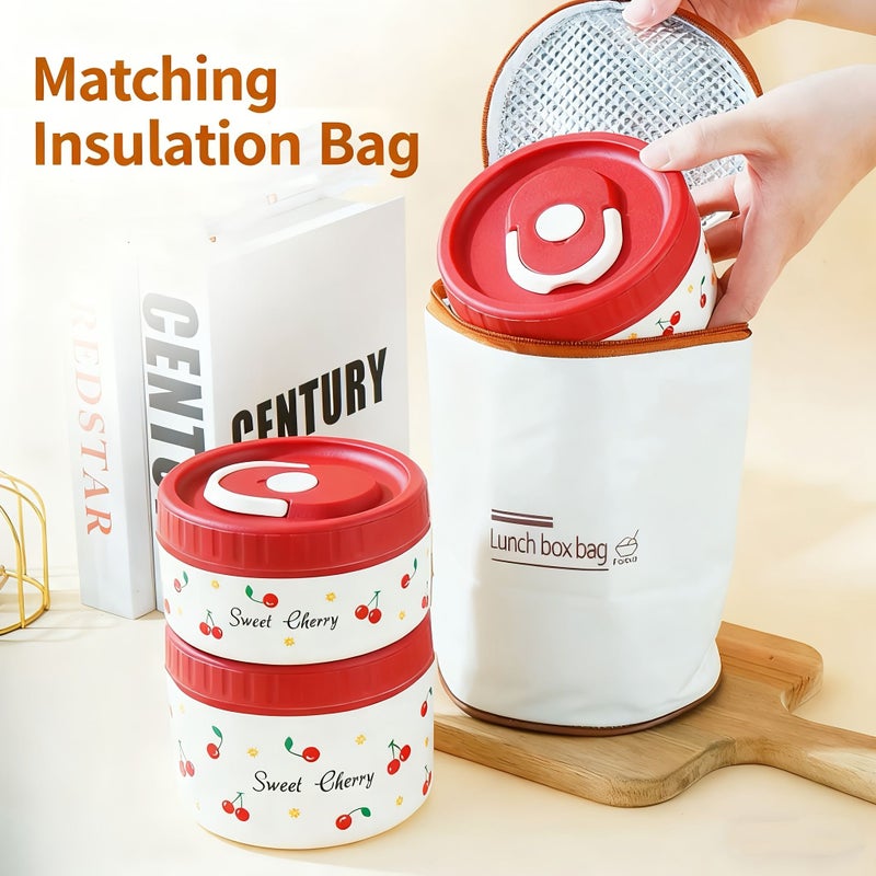 Stainless Steel Lunch Box Set With 2 Lunch Boxes And Insulated Bag - Image 5