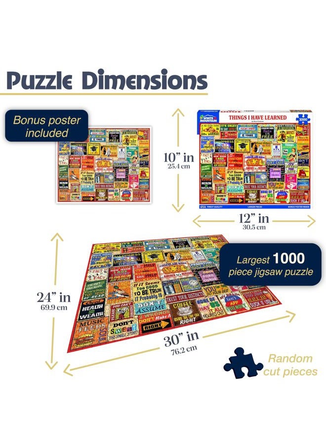 WHITE MOUNTAIN Things I Have Learned Puzzle 1000 Piece Vintage Jigsaw Puzzles for Adults and Families - Image 2