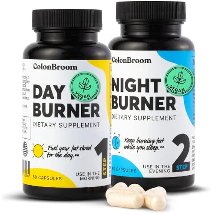 ColonBroom Day & Night Burner Supplements, Pills for Women/Men with Inulin, L-carnitine, Coenzyme Q 10, Grain of Paradise and More, Colon Broom 60 Vegan Capsules Per Container - Image 1