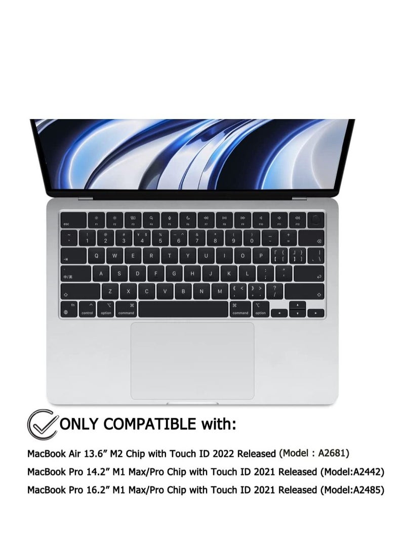 Generic - غطاء لوحة مفاتيح سيليكون بتصميم أمريكي لجهاز ماك بوك إير 15 بوصة A2941/A3114، ماك بوك إير 13.6 بوصة مع M2/M3 A2681/A3113، ماك بوك برو 14.2 بوصة A2442 A2992 A2918 A2779 / ماك بوك برو 16.2 بوصة A2485، أسود - Image 1