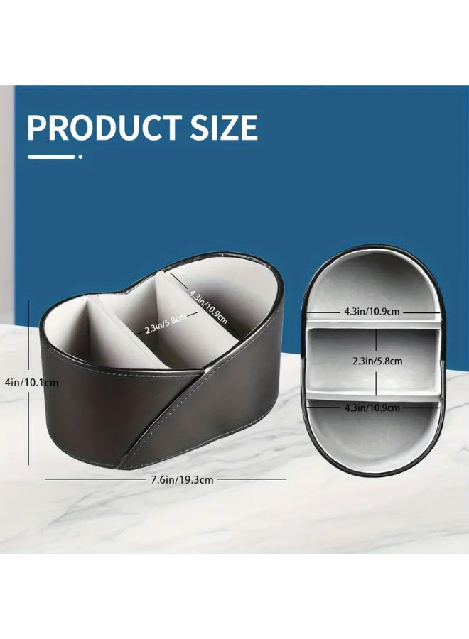 Modern Faux Leather Remote Control Holder with 3 Compartments - Organizer for Living Room, Bedroom, or Office - Image 3