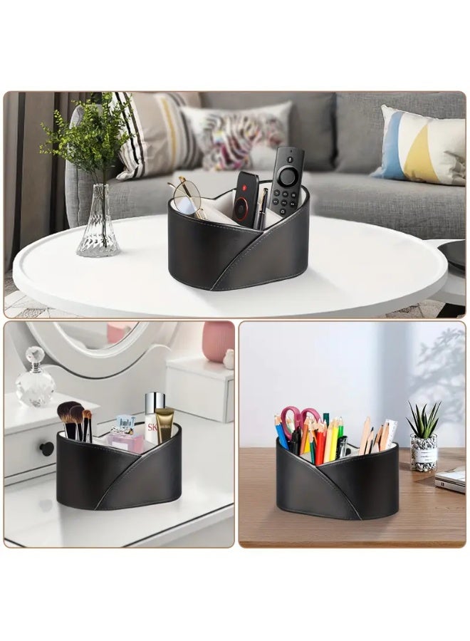 Modern Faux Leather Remote Control Holder with 3 Compartments - Organizer for Living Room, Bedroom, or Office - Image 5