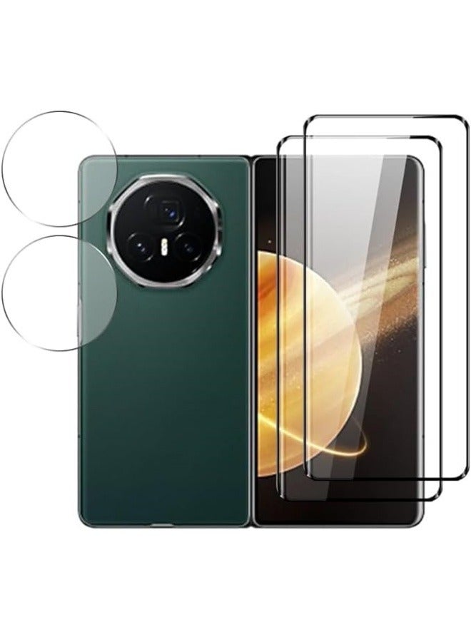 Compatible with Honor Magic V3 [2+2 Pack] Protection Film, 2 Pack HD Screen Protector, 2 Pack HD Clear Tempered Glass Lens Film, Anti-scratch 9H Hardness - Image 1