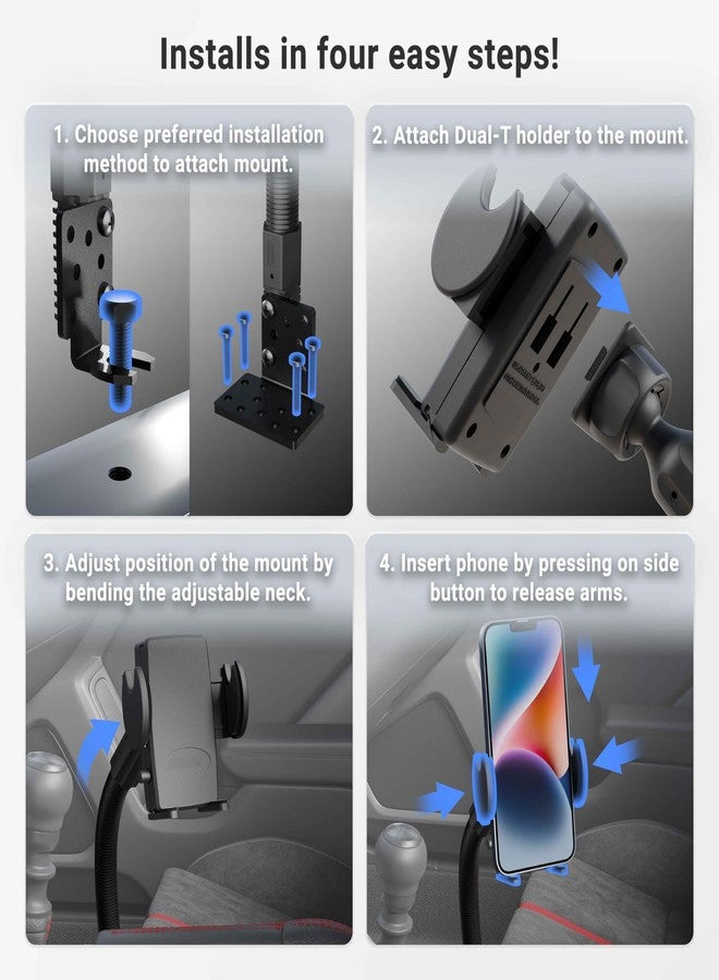 ARKON Mounts - Phone Holder with Car Seat Rail Mount | Car Phone Stand with Flexible 22" Arm | Professional-Grade Durability | Phone Holder For Car | For iPhone, Samsung, Google, Nokia, other phones - Image 3
