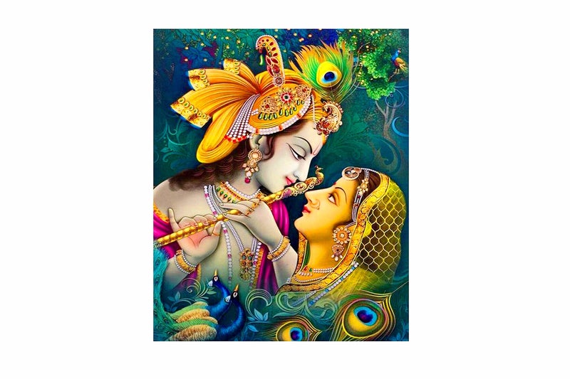 DivineDesigns Shree Krishna Radha Peacock Feather Vinyl Wall Sticker for Living Room, Bedroom, Office, mandir Pack of 1 (24 X 30 Inch) - Image 3