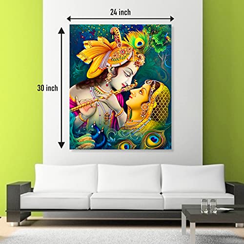 DivineDesigns Shree Krishna Radha Peacock Feather Vinyl Wall Sticker for Living Room, Bedroom, Office, mandir Pack of 1 (24 X 30 Inch) - Image 2