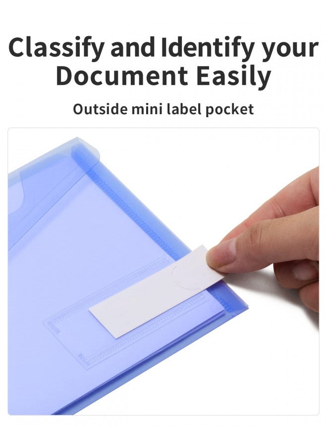 Sooez Small Plastic Envelopes, 12 Pack Plastic Pouch with Label Pocket, Plastic Pencil Pouch, Reusable Envelopes,Pencil Case Bulk, Plastic Money Envelopes, 9.4 x 4.7 Inches - Image 3