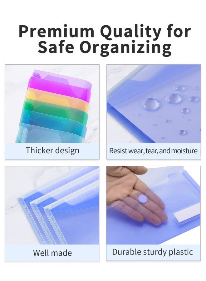 Sooez Small Plastic Envelopes, 12 Pack Plastic Pouch with Label Pocket, Plastic Pencil Pouch, Reusable Envelopes,Pencil Case Bulk, Plastic Money Envelopes, 9.4 x 4.7 Inches - Image 2