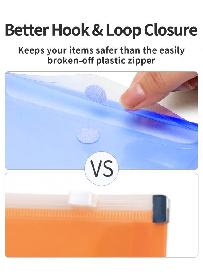 Sooez Small Plastic Envelopes, 12 Pack Plastic Pouch with Label Pocket, Plastic Pencil Pouch, Reusable Envelopes,Pencil Case Bulk, Plastic Money Envelopes, 9.4 x 4.7 Inches - Image 5