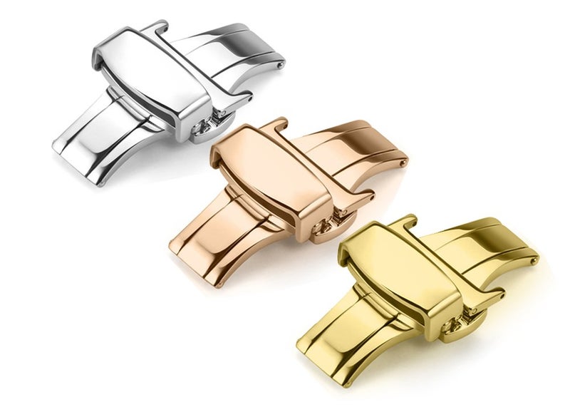 iStrap Stainless Steel Deployment Clasp Buckle Fasten Gold Black Silver Rose Gold Watchband Clasp 16mm 18mm 20mm 22mm - Image 2