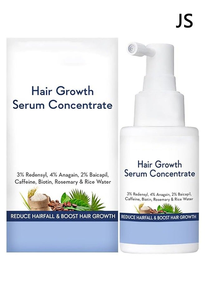 Hair Growth Serum Concentrate 30ml, 3% Redensyl, 4% Anagain, 2% Baicapil, Caffeine, Biotin, Plant Keratin & Rice Water, Reduce Hairfall, Boost Hair Growth for Men and Women