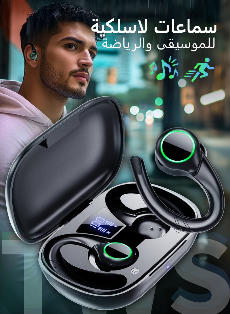 Litus Bluetooth Headphones for Sports,Wireless Earbuds BT5.3,Bluetooth Wireless Earphones with 20-Hour Playtime, IPX5 Waterproof, LED Display, and HiFi Sound, in-Ear earbubs for Sport Running - Image 1