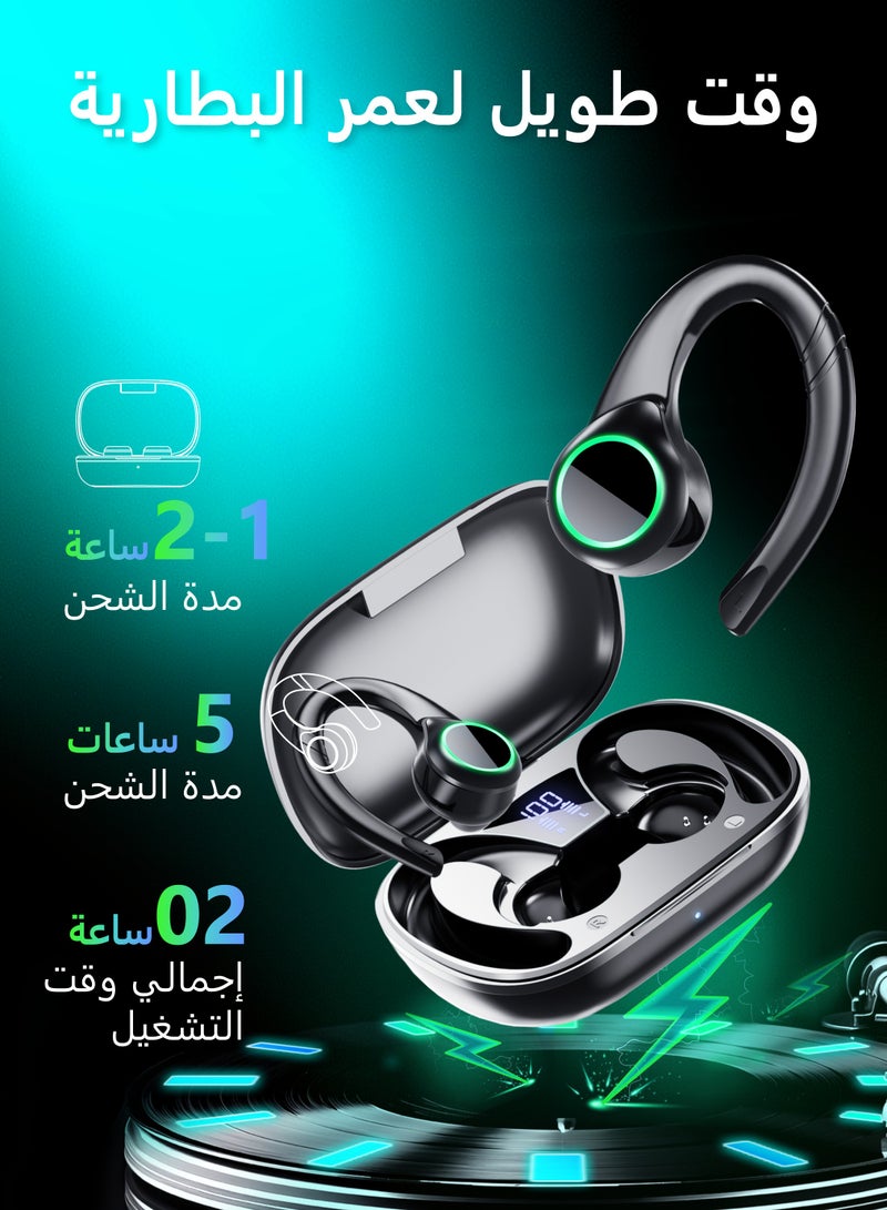 Litus Bluetooth Headphones for Sports,Wireless Earbuds BT5.3,Bluetooth Wireless Earphones with 20-Hour Playtime, IPX5 Waterproof, LED Display, and HiFi Sound, in-Ear earbubs for Sport Running - Image 2