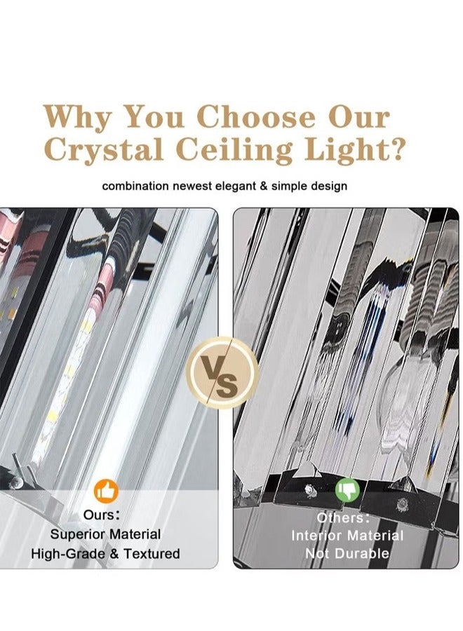 Corridor light, small modern chandelier ceiling light, semi-recessed crystal ceiling light fixture for bedroom, entrance, bathroom, corridor, kitchen (E27 bulb included)  - Image 5