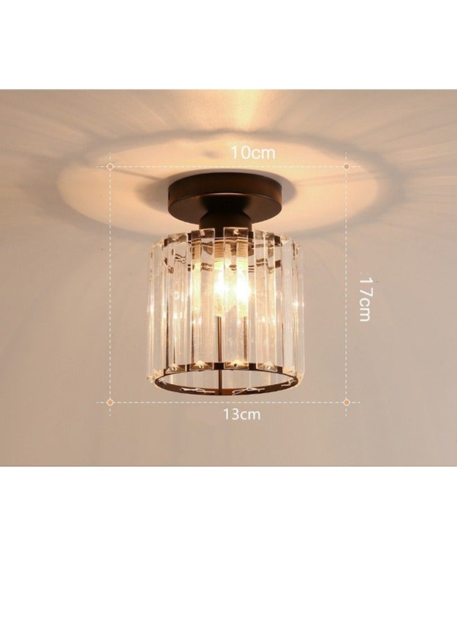 Corridor light, small modern chandelier ceiling light, semi-recessed crystal ceiling light fixture for bedroom, entrance, bathroom, corridor, kitchen (E27 bulb included)  - Image 2