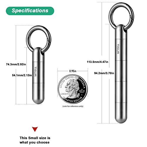 TISUR Small Keychain Pill Holder, Titanium Pill Case Waterproof Pill Fob for Travel Purse Pocket Pill Container Box,Small Pill Organizer - Image 3