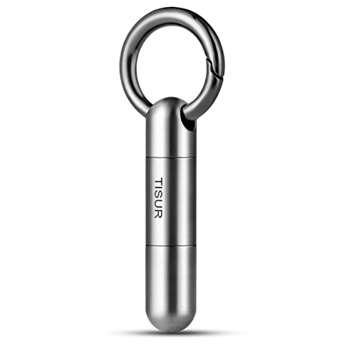 TISUR Small Keychain Pill Holder, Titanium Pill Case Waterproof Pill Fob for Travel Purse Pocket Pill Container Box,Small Pill Organizer - Image 1