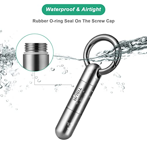 TISUR Small Keychain Pill Holder, Titanium Pill Case Waterproof Pill Fob for Travel Purse Pocket Pill Container Box,Small Pill Organizer - Image 5