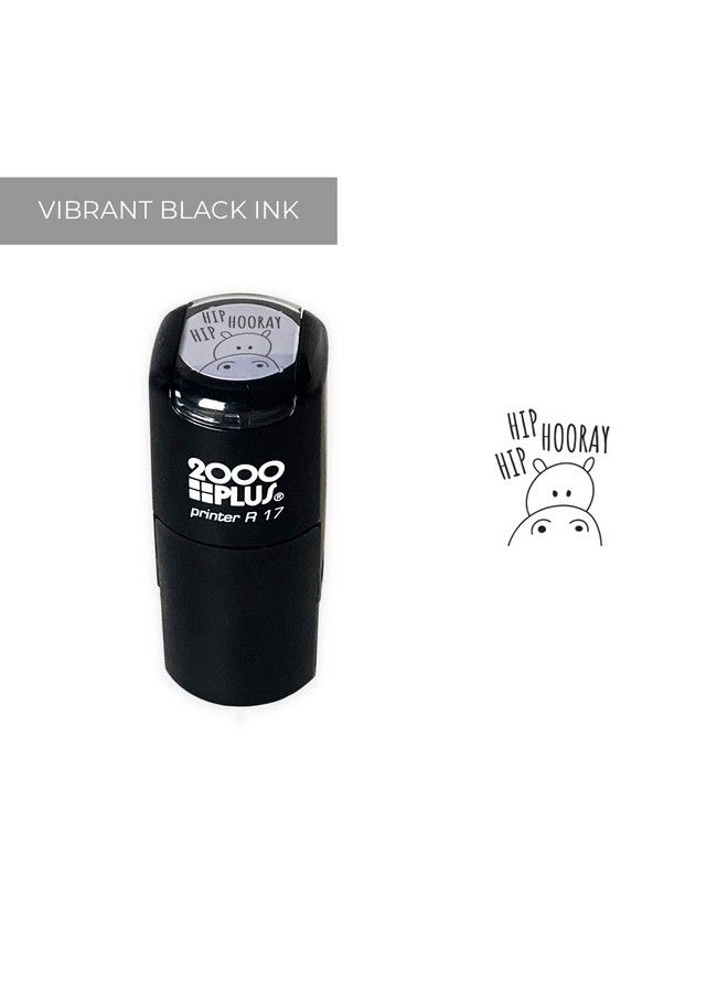 SBlabels Hip Hip Hooray! Hippo Stamp 2000 Plus Self Inking Teacher Stamper Black Imprint Planner & Worksheet Stamp - Image 3