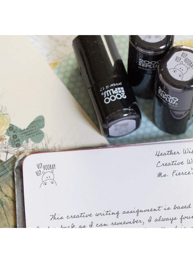 SBlabels Hip Hip Hooray! Hippo Stamp 2000 Plus Self Inking Teacher Stamper Black Imprint Planner & Worksheet Stamp - Image 5