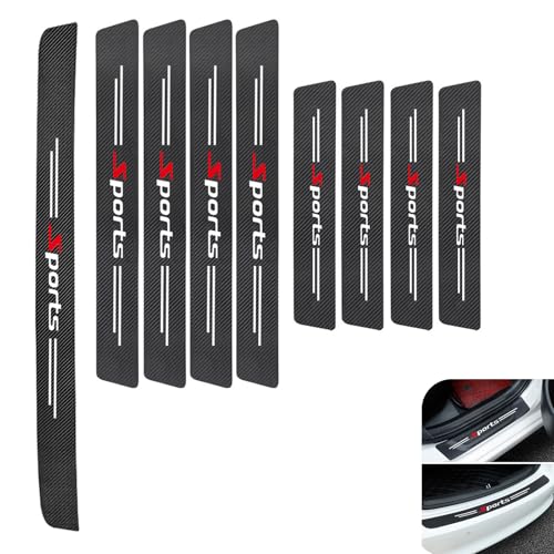 Hugwits 9 PCS Car Door Sill Protector Rear Bumper Protector Sport Carbon Fiber Car Corner Protective Trim SelfAdhesive Door Edge Protective Trim Universal for Most Cars - Image 1