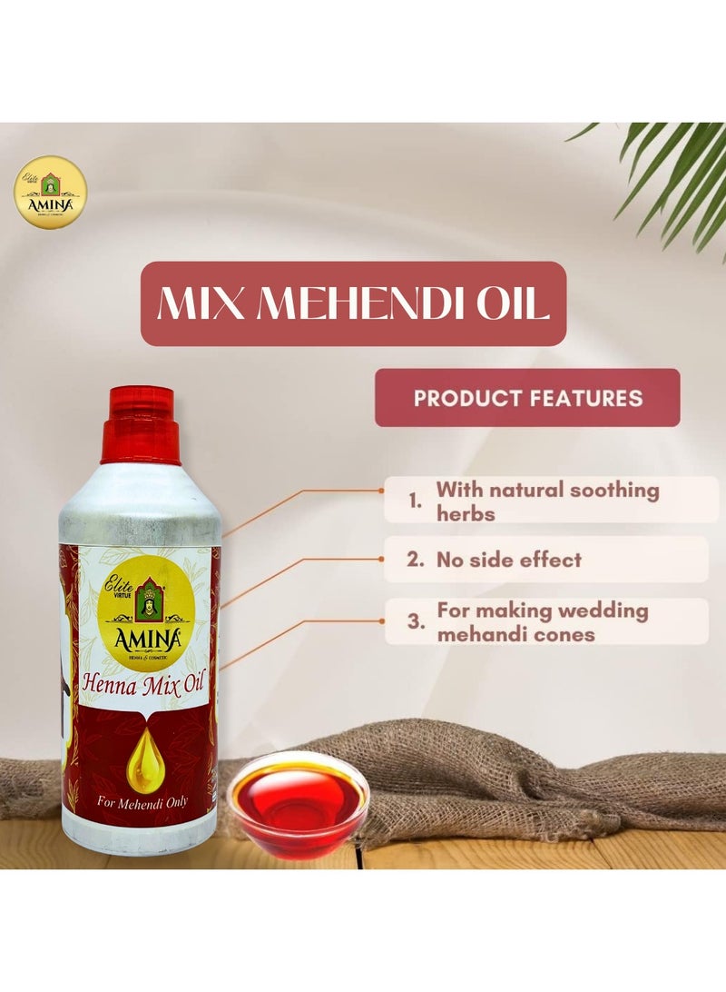 Amina Henna Mahendi Mix Oil (Nilgiri oil, Saniya oil, Mysore Suratiya Oil & Rosha Oil ) For Making Mahendi cones Dark Color - 1000 ml - Image 4
