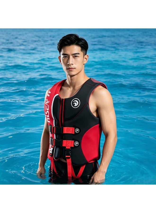 Hisea Water Sports Vest Life Jacket Black And Red - Image 3