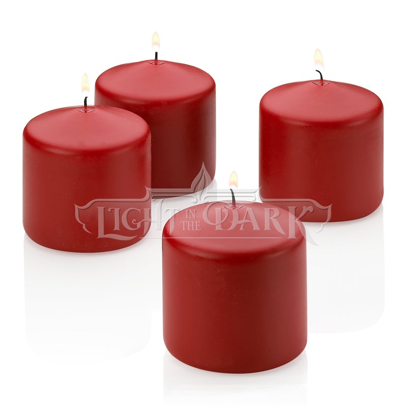 Light In The Dark 4 Red Apple Cinnamon Scented Pillar Candle 3 Inch Tall X 3 Inch Wide