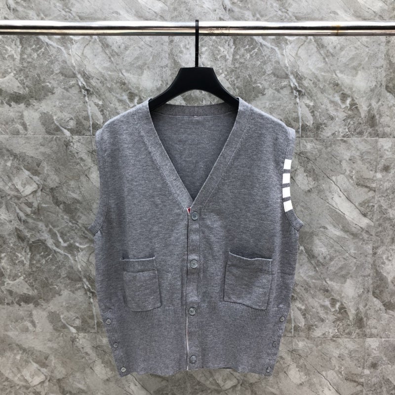 Tb Fashion Brand Basic Four-Bar V-Neck Cardigan Vest Men'S And Women'S Casual All-Match Outer Top - Image 3