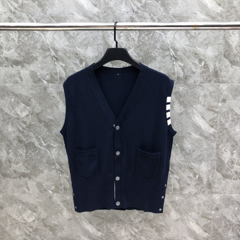 Tb Fashion Brand Basic Four-Bar V-Neck Cardigan Vest Men'S And Women'S Casual All-Match Outer Top - Image 5