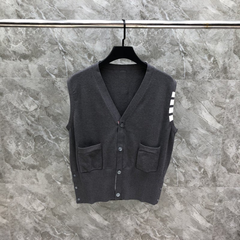 Tb Fashion Brand Basic Four-Bar V-Neck Cardigan Vest Men'S And Women'S Casual All-Match Outer Top - Image 4