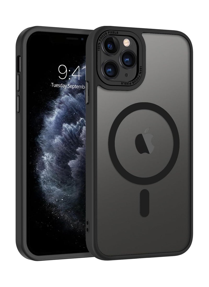 Denx - Magnetic Case for iPhone 11 Pro Max 6.5-Inch Compatible with MagSafe, Translucent Matte Back Slim Shockproof Phone Cover (Black) - Image 1