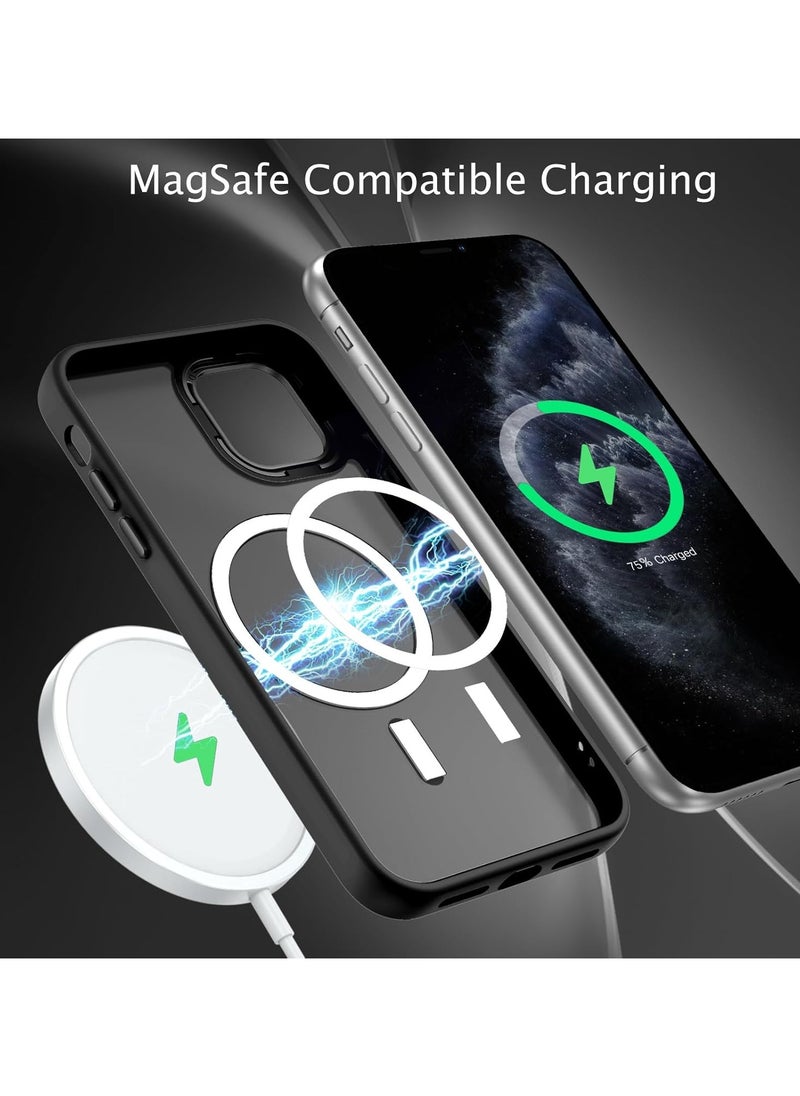 Denx - Magnetic Case for iPhone 11 Pro Max 6.5-Inch Compatible with MagSafe, Translucent Matte Back Slim Shockproof Phone Cover (Black) - Image 1